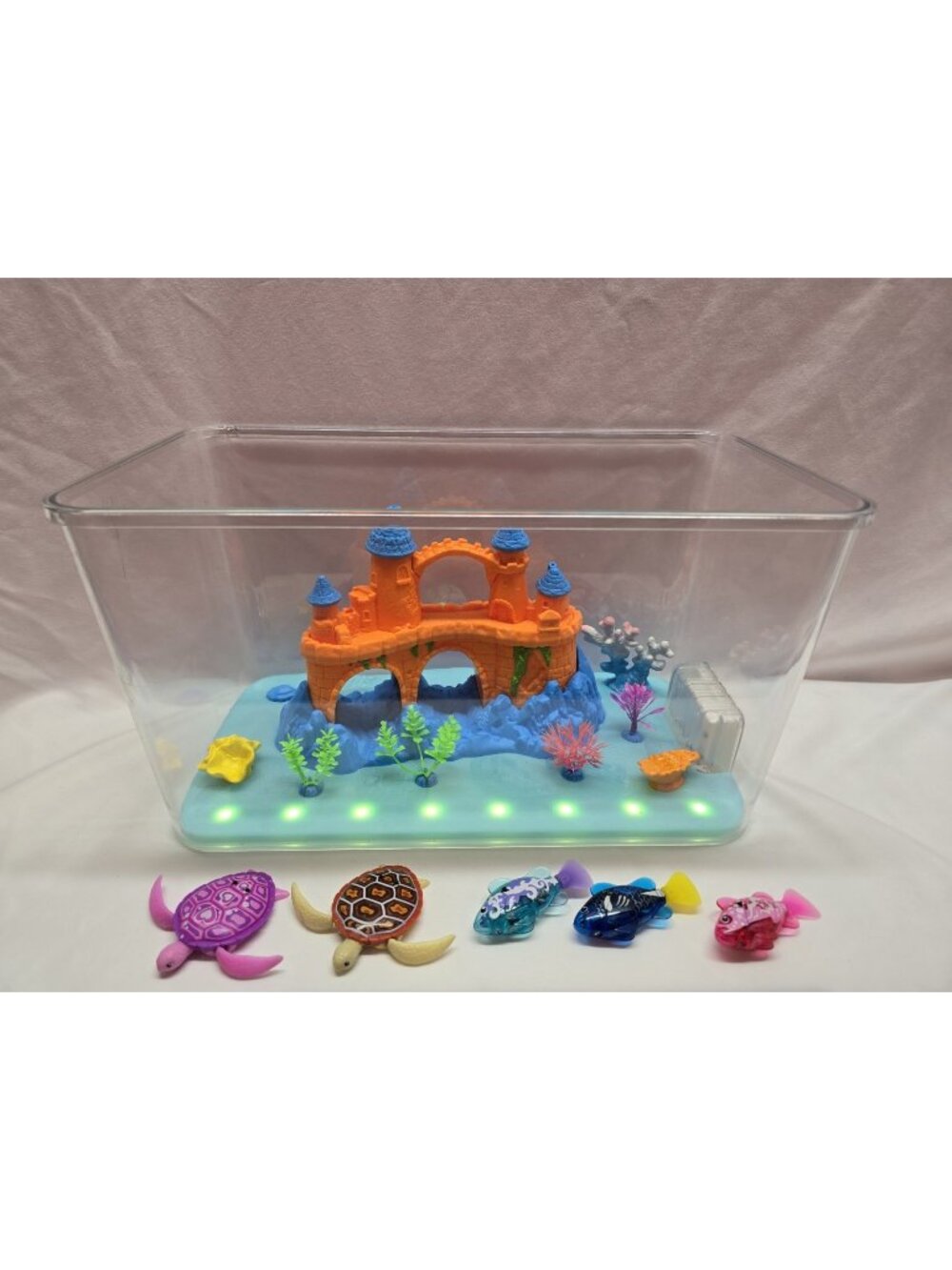 Zuru Robo Alive Light-Up Aquarium Set w Turtles And Fish Pink Fish Not Working